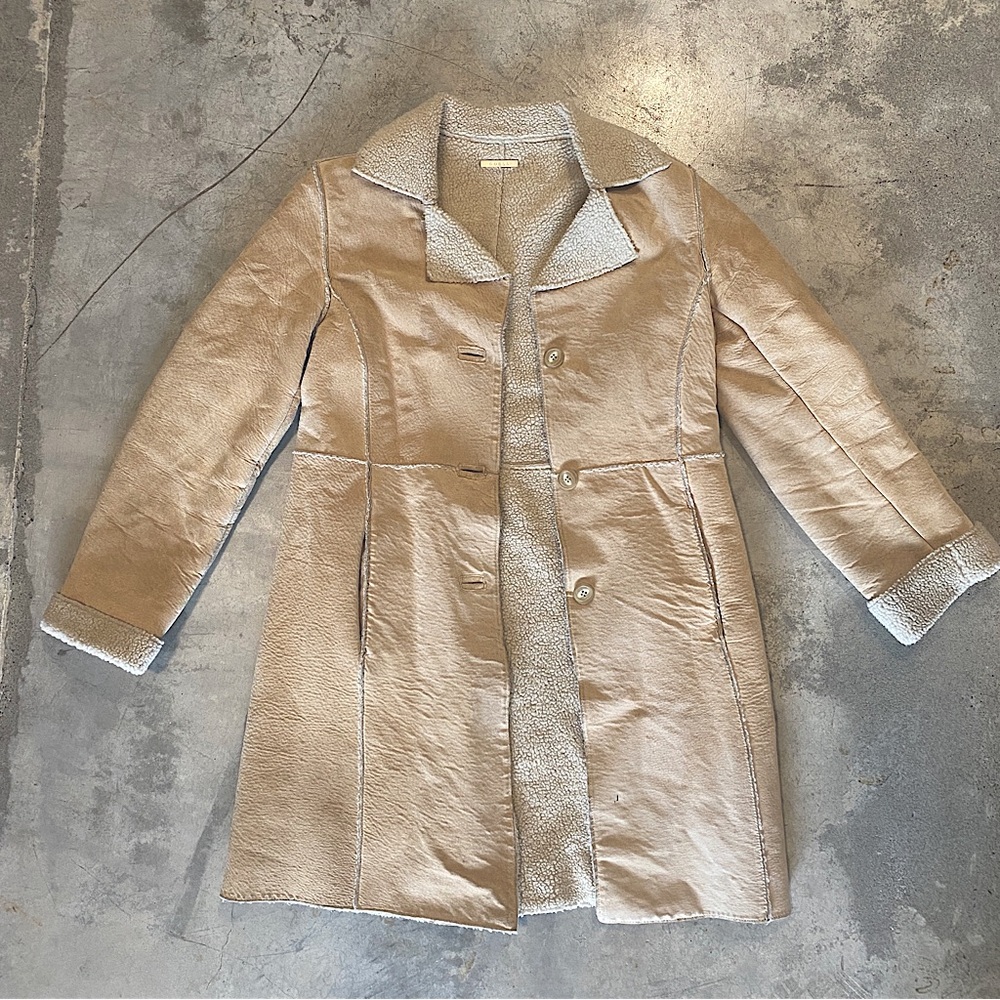 Suede Leather Guess Coat / Peacoat